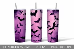 Bat Halloween Tumbler. Bat Silhouette Tumbler Sublimation Product Image 1