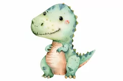 Watercolor Cute Tyrannosaurus Dinosaur Cartoon Product Image 3