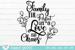 Family the perfect mix of Love and Chaos Family quote SVG Product Image 1