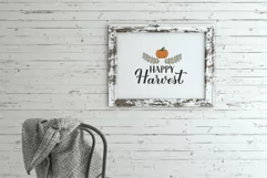 Happy Harvest with Pumpkin SVG. Autumn Quote Cut File Product Image 3