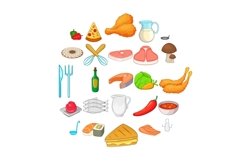 Pizza icons set, cartoon style Product Image 1