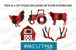 Farm animal svg, farm svg, barn svg, buffalo plaid svg Product Image 3