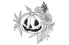Halloween Floral Pumpkin, Jack-o-lantern, Machine Embroidery Product Image 3