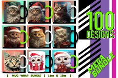 100 Cat Mug Wrao Bundle Sublimation PNG, 11oz 15 oz, Kitty Product Image 11
