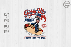 Patriotic Cowboy Hot Dog 4th of July Giddy Up America 1776 Product Image 1