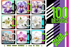 100 3D Flower Mug Wrao Bundle Sublimation PNG, Sunflower PNG Product Image 12