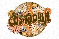 Custodian Png Retro Groovy Floral Leopard Custodial Crew Png Product Image 2