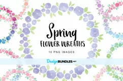 Spring Flower Wreaths - Watercolor - 10 PNG images Product Image 1