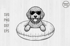Golden Doodle Dog in Pool Float Summer Beach Vacation SVG Product Image 1