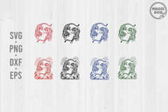 Vintage Tattoo Fighting Tigers, Retro Asian Tattoo Style SVG Product Image 1