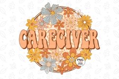 Caregiver Png Retro Groovy Floral Caregiver Sublimation Product Image 2