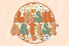 Lash Artist Png Retro Groovy Floral Lash Tech Png Design Product Image 2