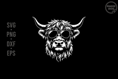 Highland Cow with Sunglasses SVG|Western Farm Animal Graphic Product Image 1