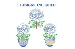 Hydrangea Embroidery Bundle, Blue Flower Pot, 4x4 Product Image 2