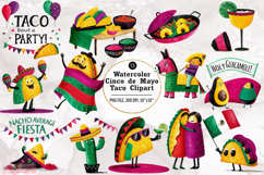 Watercolor Cinco de Mayo Taco Clipart Product Image 1