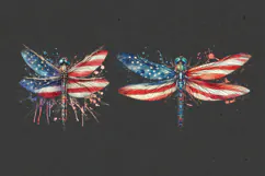 4th of July Dragonfly sublimation print design PNG Product Image 2