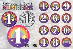 Cute Rainbow and Stars Numbers PNG SVG 0 to 10 Product Image 2