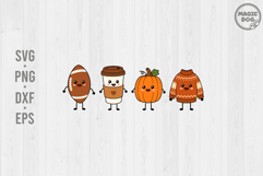 Cute Autumn Friends Doodle Pumpkin Spice Coffee Cozy SVG Product Image 1