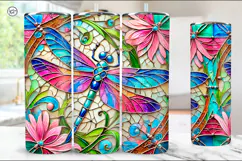 Stained Glass Dragonfly Sublimation, 20 oz Tumbler Wrap Product Image 3