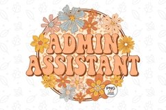Retro Groovy Floral Admin Assistant Png Sublimation Design Product Image 2