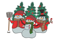 Three Snowman machine embroidery Product Image 1