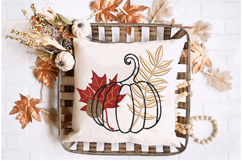 Pumpkin with Fall Leaves Embroidery Design Product Image 2