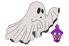 Ghost with lantern, Halloween Machine Embroidery Design. Product Image 1