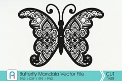 Butterfly Mandala Svg, Butterfly Svg, Mandala Svg,Flower Svg Product Image 1