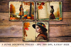 Junk Journal Pages - fall autumn girl Product Image 1