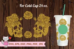 Halloween Skull of rose svg, Full Wrap Venti Cold Cup 24 oz Product Image 3