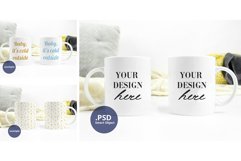Two Coffee mug mockup, Plain background full wrap mug mockup Product Image 1