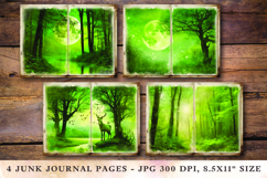 Junk Journal Pages - green night forest Product Image 1