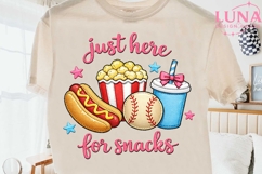 Just Here for Snack Baseball Hotdog Popcorn Funny png Product Image 1