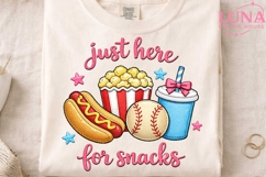 Just Here for Snack Baseball Hotdog Popcorn Funny png Product Image 3