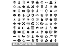 100 logotype icons set, simple style Product Image 1