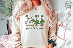 ust A Lucky Goose St. Patrick's Day Goose SVG|Shamrock Goose Product Image 2