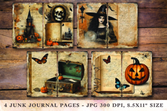 Junk Journal Pages - halloween witch pumpkins Product Image 1