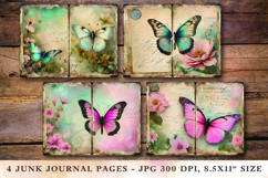 Junk Journal Pages - floral butterfly Product Image 1