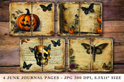 Junk Journal Pages - halloween skull pumpkins Product Image 1