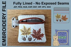 Autumn Leaves Zipper Bag / Fully Lined, 4X4 HOOP Product Image 2