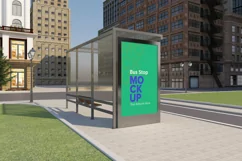 Bus Shelter Outdoor Advertising Sign Mockup Product Image 1