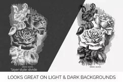 Rose Clipart Black and White - Floral Illustration Bessie Product Image 2