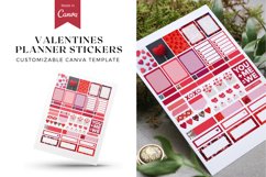 VALENTINES PLANNER STICKERS Canva Template, Customizable Can Product Image 1