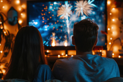 Couple Watching Fireworks Background Wallpaper Product Image 1