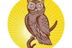 Great Horned Owl perching woodcut Product Image 1