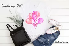 Pink balloons sublimation design | Birthday balloons PNG Product Image 2