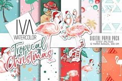 Tropical Christmas digital paper pack Product Image 1