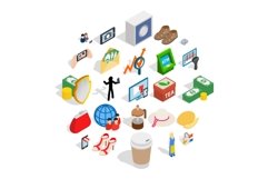 Womankind icons set, isometric style Product Image 1
