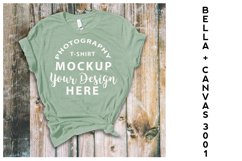 Bella Canvas 3001 T-shirt mock-up, color Heather Mint Product Image 1