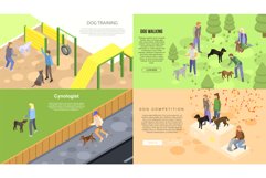 Cynologist training banner set, isometric style Product Image 1